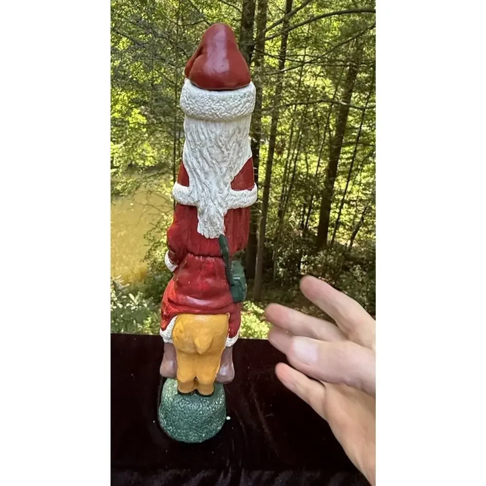 Vintage Old World Pencil Santa Candlestick Riding Reindeer Candleholder -C36